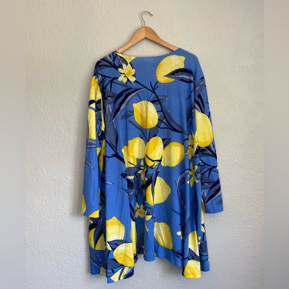 Lularoe Lindsay Cardigan Open Sweater Blue with Lemons 2x - Picture 2 of 9